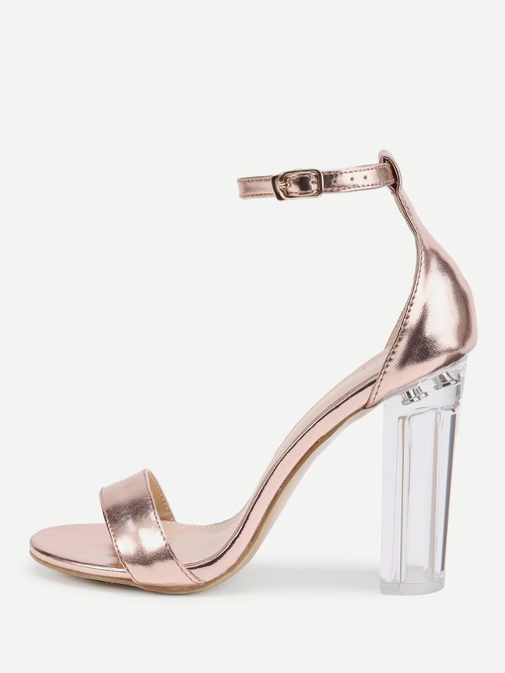 Shein Rose Gold Lucite Heel Sandals