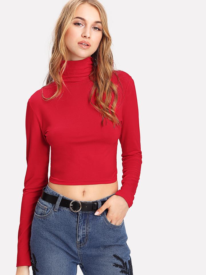 Shein High Neck Crop Tee