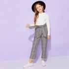 Shein Girls Self Belted Plaid Pants