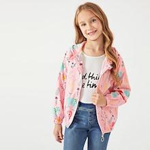 Shein Girls Cartoon Print Hooded Jacket