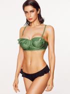 Shein Green Ruffle Design Bustier Mix & Match Bikini Set