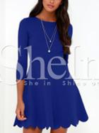 Shein Blue Round Neck Ruffle Dress