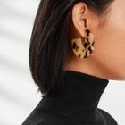 Shein Leopard Pattern Cut Round Stud Earrings