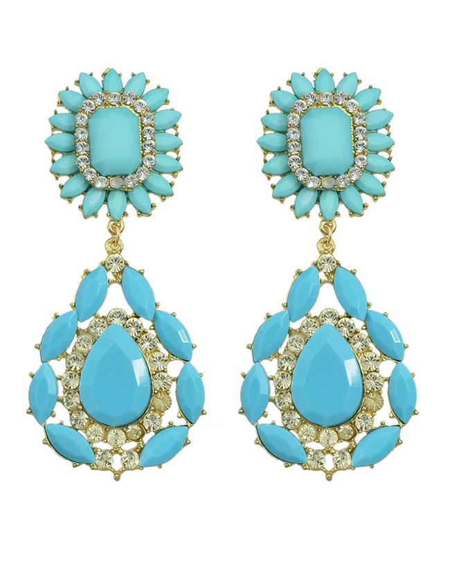 Shein Blue Flower Statement Earrings