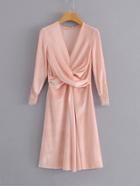 Shein Lace Cuff Cross Drape Velvet Dress