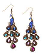 Shein Royal Blue Peacock National Style Drop Earrings