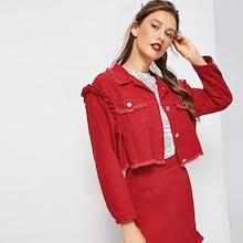 Shein Frill Detail Raw Trim Crop Jacket
