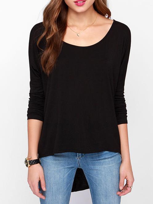 Shein Black Dip Hem T-shirt