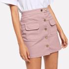 Shein Single Breasted Dual Pocket Skirt