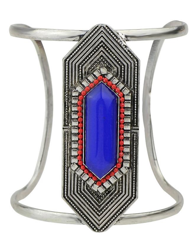 Shein Darkblue Gemstone Chunky Cuff Bangls