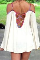 Shein White Off The Shoulder Bandage Loose Top