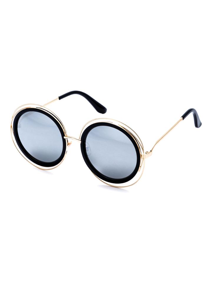 Shein Gold Frame Grey Round Lens Sunglasses