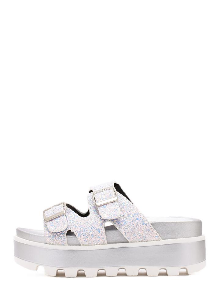 Shein White Peep Toe Thick-soled Slippers