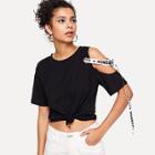 Shein Ring Detail Cut Out Sleeve Tee