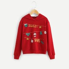 Shein Girls Christmas Graphic Hoodie