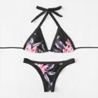 Shein Flower Print Triangle Bikini Set