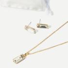 Shein Crystal Bar Necklace & Stud Earrings