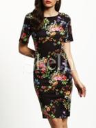Shein Florals Fitted Pencil Dress
