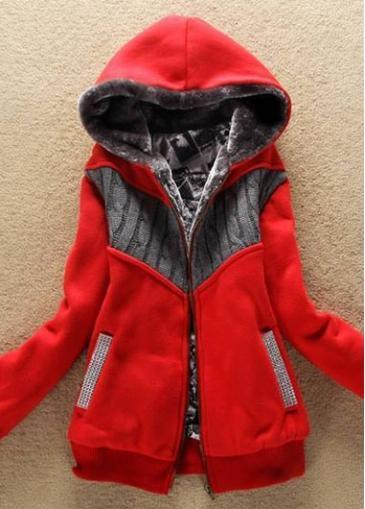 Rosewe Catching Zipper Closure Hooded Collar Long Sleeve Coat
