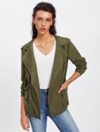 Shein Drawstring Patched Pocket Hoodie Jacket