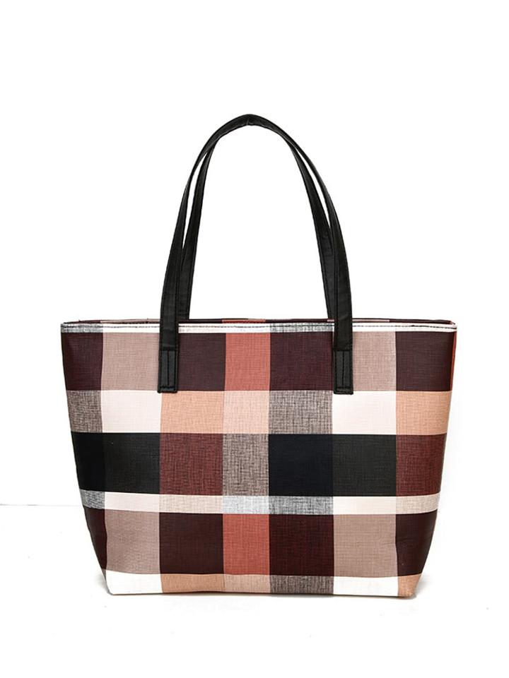 Shein Plaid Design Pu Shoulder Bag