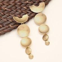 Shein Brushed Gold Geometric Dangling Drop Earrings