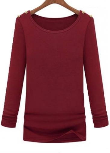 Rosewe Charming Wine Red Long Sleeve Woman T Shirt
