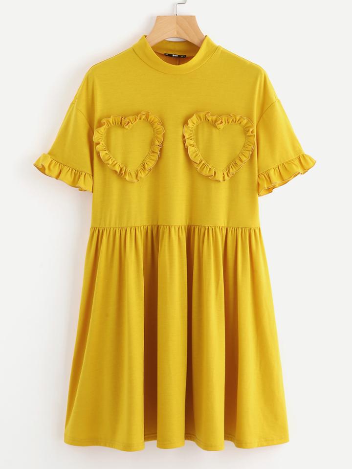Shein Frilled Heart Detail Smock Tee Dress