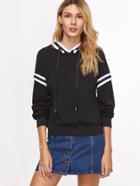 Shein Black Striped Trim Hoodie