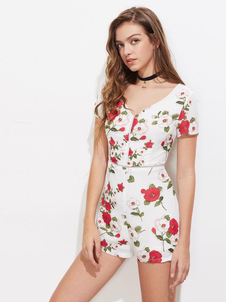 Shein Lace Insert Form Fitting Playsuit