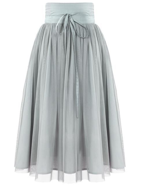 Shein Grey High Waist Pleated Mesh Skirt