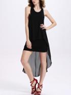 Shein Chiffon Trimmed High-low Tank Dress