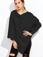 Shein Black Asymmetrical Drape T-shirt