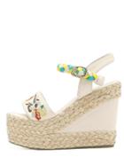 Shein Apricot Tribal Inspired Flower Embroidered Espadrilles Sandals