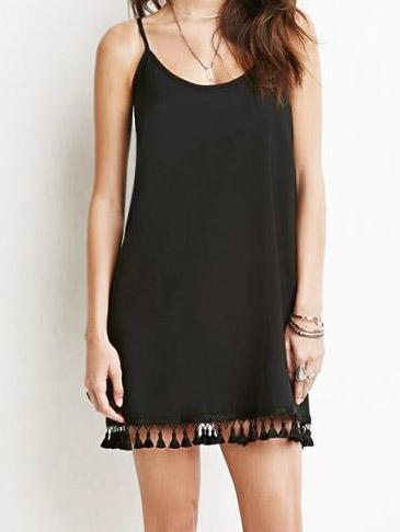 Shein Spaghetti Strap With Tassel Shift Dress