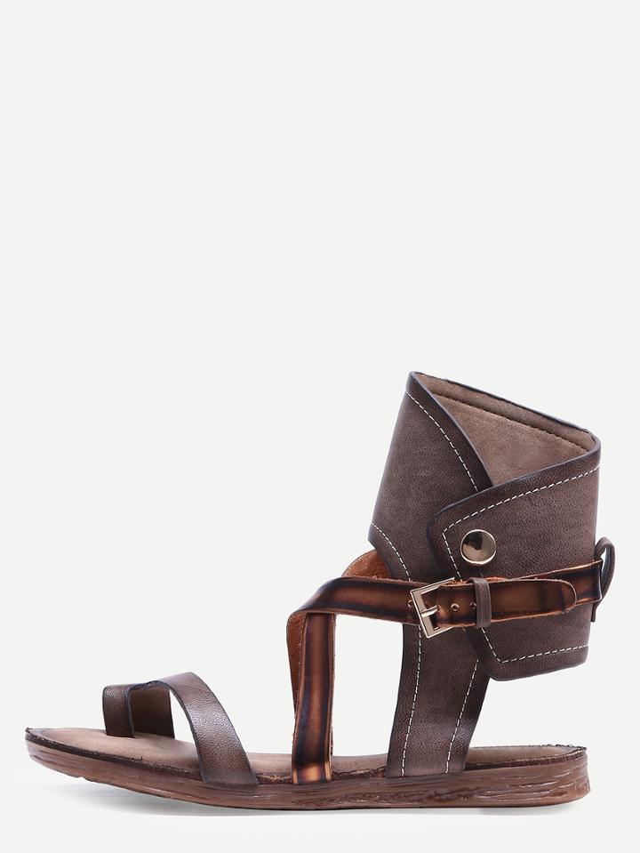 Shein Coffee Buckle Strap Flat Sandals