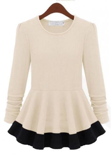 Rosewe Chic Round Neck Long Sleeve A Line Dress