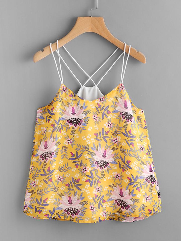 Shein Random Florals Strappy Top