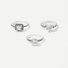 Shein Rhinestone Detail Ring Set 3pcs