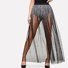 Shein Elastic Waist Sequin Mesh Maxi Skirt