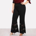 Shein Plus Lace Panel Flare Pants