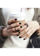 Rosewe Three Pcs Black Twisted Pattern Adjustable Rings
