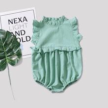 Shein Toddler Girls Button Detail Flounce Trim Jumpsuit