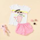 Shein Girls Short Sleeve Graphic Tee & Shorts Set