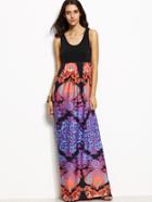 Shein Black Tank Top Contrast Tribal Print Maxi Dress