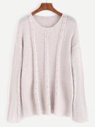 Shein Round Neck Drop Shoulder Cable Knit Sweater