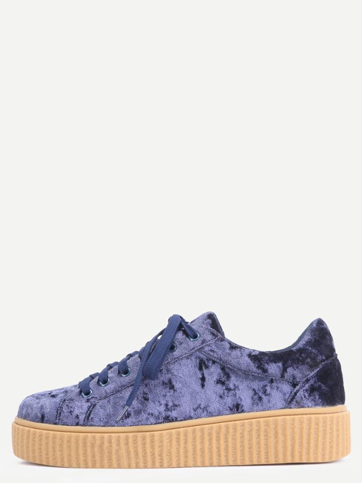 Shein Faux Suede Platform Sneakers Navy