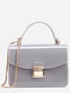 Shein Light Grey Pushlock Closure Plastic Handbag With Chain