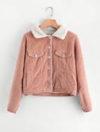 Shein Sherpa Faux Fleece Lined Corduroy Trucker Jacket