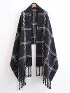 Shein Fringe Trim Plaid Scarf